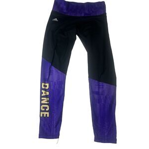 Adidas Womens Clmalite Avila Dance Leggings Activewear Purple Black M